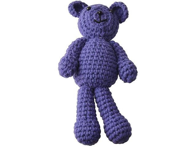 Newborns Crochet Beanie with Bear Doll Baby Picture Outfits Photography Bat Purple