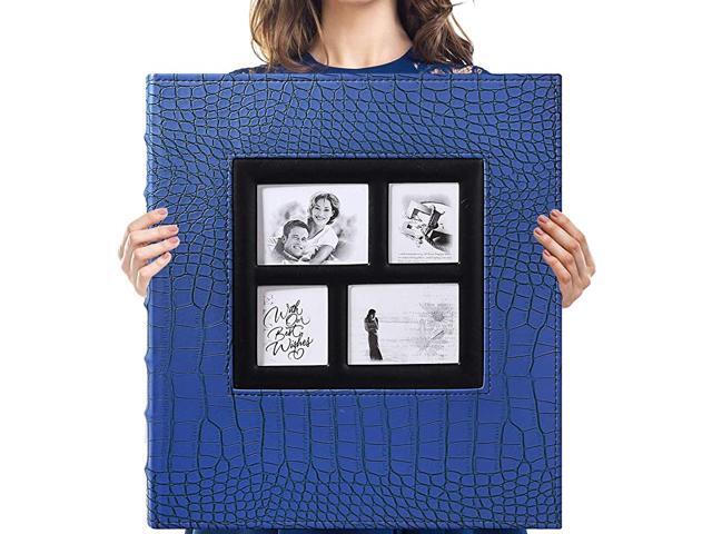 Photo Album for 600 4x6 Photos Leather Cover Extra Large Capacity for Family Wedding Anniversary Baby Vacation Blue with Crocodile Pattern 600 Pockets