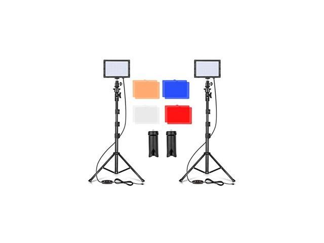 LED Video Light 11 Brightness4 Color Filters Dimmable Photography Continuous Table Top Lighting Adjustable Tripod Stand USB Portable Fill Light for