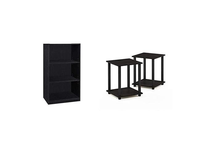 Jaya Simple Home 3Tier Adjustable Shelf Bookcase Black Simplistic End Table EspressoBlack