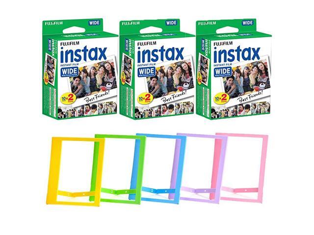 Instax Wide Instant Film + Plastic Photo Frames Blue Green Pink Yellow Purple Deluxe Bundle 60 Film