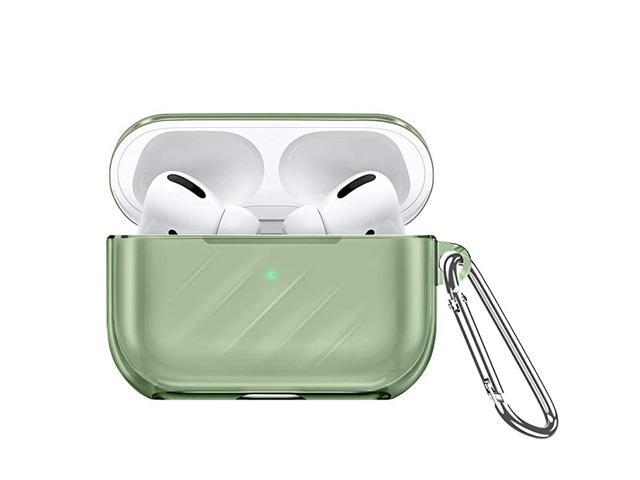 Upgrade Clear Carrying Case for AirPods Pro Case 2019 Air Ripple Protective TPU Cover with Keychain Wont Affect Wireless Charging Visible Front LED
