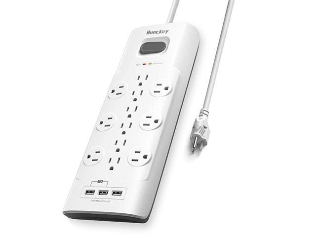 Surge Protector Power Strip 12 Outlets Extender with 3 USB Charging Ports 5V31A 6 Foot Extension Cord 4000 Joules