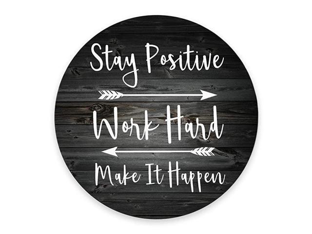 Vintage Colorful Hand Drawn Floral Wreath Art Navy Blue Round Mouse Pad Custom Inspirational Quotes Dont Forget to Be Awesome