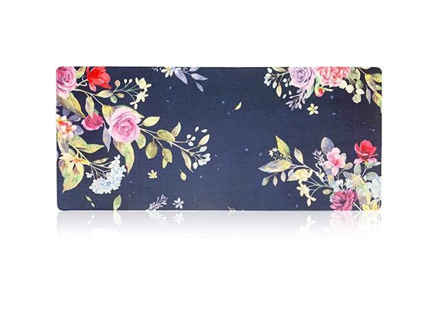 Gaming Mouse Pad Mat XXXL 354x157x0164mm Ultra Thick Extra Large Office Desk Mat Floral Design Stitched Edges Waterproof Heavy Duty