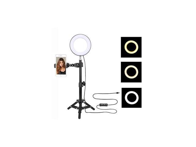 6 Selfie Ring Light with Tripod Stand Cell Phone Holder for Live Stream Makeup YouTube Video Portrait PhotographyMini LED Camera Ringlight with