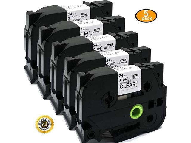 Compatible with 5PK Brother PTouch Label Tape Cartridge 24mm x 8m Tze151 Tze151 Tz151Black on Clear