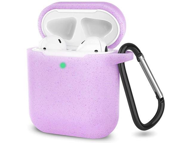 Case Full Protective Silicone Accessories Cover Compatible with Apple 12 Wireless and Wired Charging CaseFront LED VisibleGlitter Purple