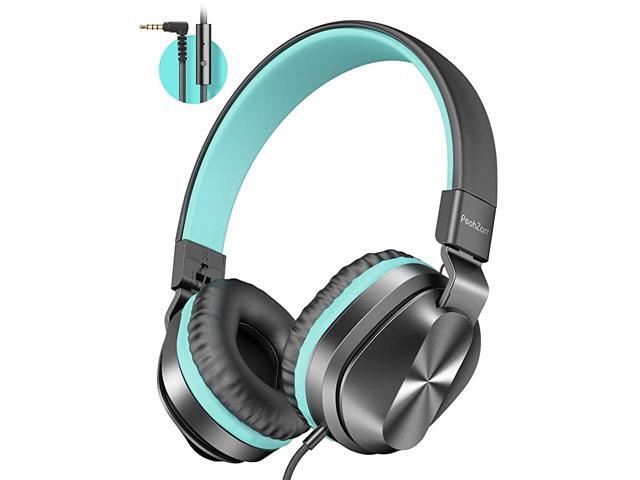 OnEar Headphones with Microphone Lightweight Folding Stereo Bass Headphones with 15M Tangle Free Cord Portable Wired Headphones for Smartphone
