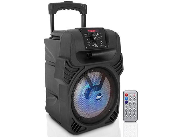 400W Portable Bluetooth PA Loudspeaker 8 Subwoofer System 4 Ohm5520kHz USBMP3FM Radio ¼ Mic Inputs MultiColor LED Lights Builtin Rechargeable