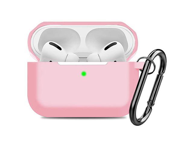 with AirPods Pro Case Cover Silicone Protective Case Skin for Airpods Pro 2019 Front LED Visible Light Pink