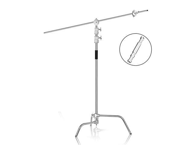 Heavy Duty C Stand Max Height 10ft 300cm Adjustable Photography Stand with 42ft128cm Holding Arm 2 Pieces Grip Head and Baby Pin for Photography