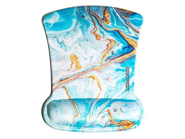 Memory Foam Mouse Pad Mat with Wrist RestBlue Gold Marble