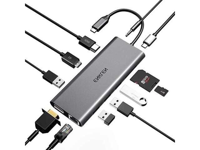 USB C hubType C hub 12 in 1 USB Dongle Adapter Triple Display with 100W PDEthernet2X USB 30USB 20Docking Station for Windows USB C Thunderbolt3