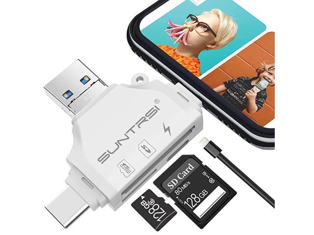 SD Card Reader for iPhoneipadAndroidMacComputerCameraPortable Memory Card Reader 4 in 1 Micro SD Card AdapterTrail Camera Viewer Compatible with TF