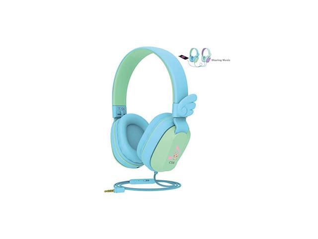 Kids Headphones CS6 Lightweight Foldable Stereo Headphones Over Ear Corded Headset Sharing Function with Mic and Volume Control Compatible for