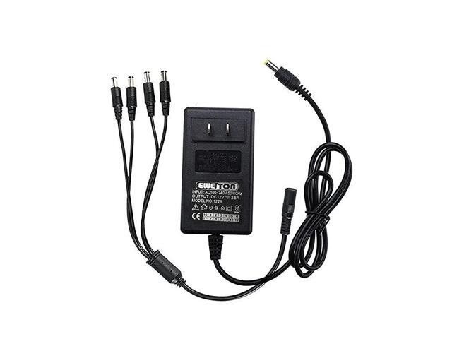 Security Camera Power Adapter 12V 25A 100V240V AC to DC 21x55mm w 4Way Power Splitter Cable FCC Certified LED Power Adapter TransformersFits