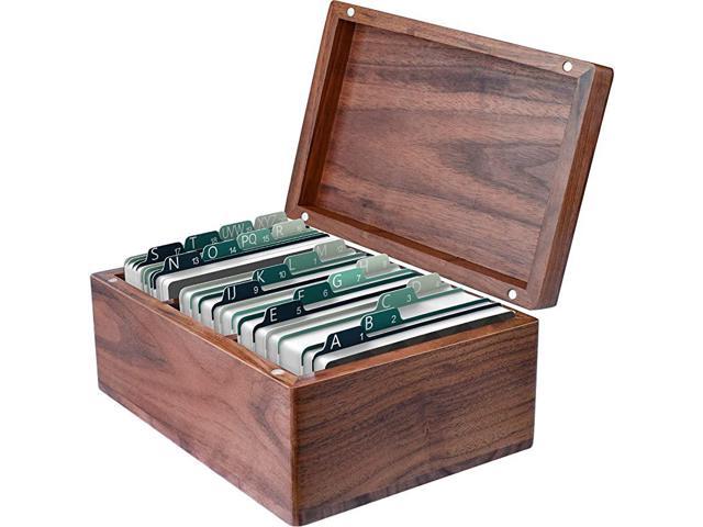 NeweggBusiness - Business Card Holder 22 x 35 inches Index Cards Organizer  Wood Cards Box Business Cards File Storage Index Card Organizers 3 Divider  Boards for 300 Cards AZ Guides 63 x 45 x 3 inches