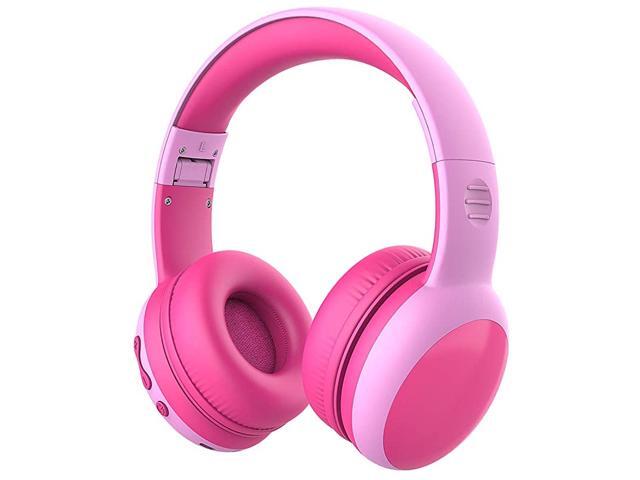 Bluetooth Kids Headphones with 85dB Limited Volume Childrens Wireless Bluetooth Headphones Foldable Bluetooth Stereo OverEar Kids headsets Pink
