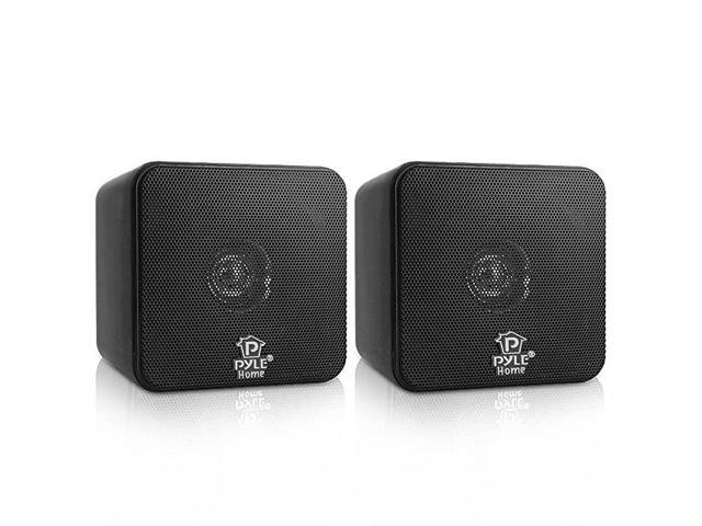 4 Mini Cube Bookshelf Speakers Paper Cone Driver 200 Watt Power 8 Ohm Impedance Video Shielding Home Theater Application and Audio Stereo Surround