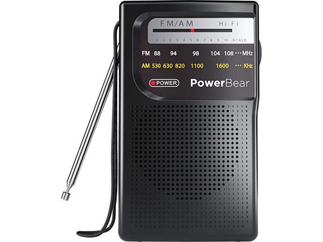 Portable Radio AMFM 2AA Battery Operated with Long Range Reception for Indoor Outdoor Emergency Use Radio with Speaker Headphone Jack Black