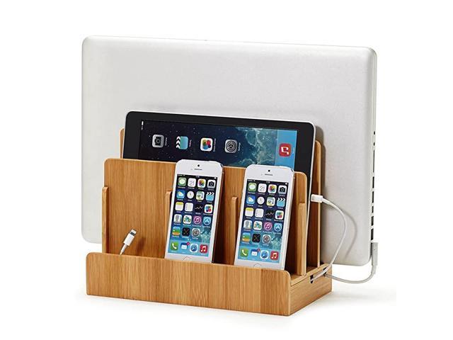 GUS MultiDevice Charging Station Dock Organizer Multiple Finishes Available for Laptops Tablets and Phones Strong Build EcoFriendly Bamboo