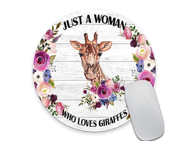 Giraffe Round Mouse Pad Mouse Pads for Women Funny Quote Mouse Pad Giraffe Lover Gift Office Decor for Women Just a WomanWho Loves Giraffes