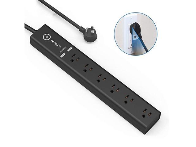 6Outlet Surge Protector Power Strip with 2 Fast Charging USB PortDesktop Charging Station 10 ft Extension Cord for Cruise Ship Dorm Room Multi Plug