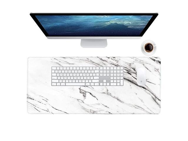 Large Gaming Mouse Pad Full Desk Mouse Pad Long Extended Mouse pad Desk Pad NonSlip Rubber Mice Pads Stitched Edges Thin Pad 315x118x008 Inch White