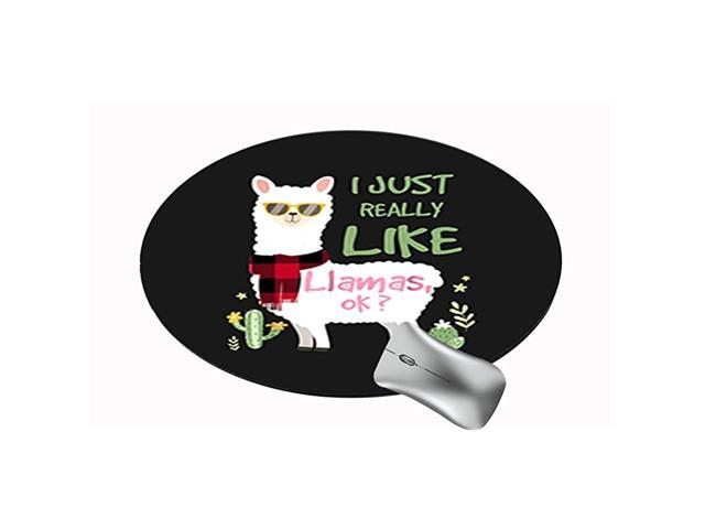 Customized Round Office Mouse Pad NonSlip Rubber Mouse Pads Cute Mat I Just Really Like Llama Ok Plaid Scarf Christmas