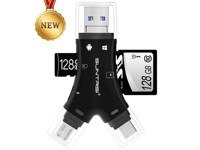 Card Reader for iPhoneipadAndroidMacComputerCamera4 in1 Micro Card Reader Trail Camera Viewer Portable Memory Card Reader Card Adapter Compatible