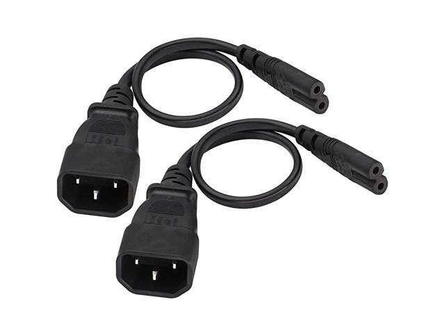 2 Pack IEC 320 C14 to C7 AC Adapter Cable 10A 125V IEC 3Pole Male to 2Pole Female Figure 8 Power AdapterIEC C7 to C14 AC Converter Polarized