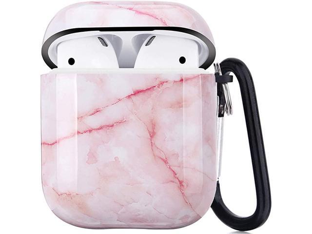 Case Protective Hard Case Cover with Keychain Compatible with 21 Cute Girls Men Durable Shockproof Anti Lost Case for Charging Case Pink Marble