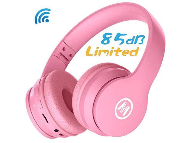 Volume Limited 85dB Kids Headphone Bluetooth Wireless Over Ear Foldable Stereo Sound Noise Protection Headset with AUX 35mm Cord Microphone for