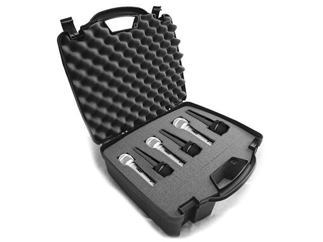 Cardioid Dynamic and Vocal Microphone Hard Case with Dense Internal Customizable Foam Fits 6 Shure Microphones SM58 SM57 Beta 58A PG48 PGA58 and More