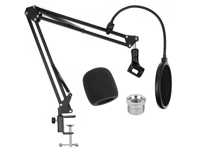 Microphone Arm Stand Desk Mic Stand with Pop FilterAdjustable Suspension Scissor Boom Arm Stand with Mic Cover58 ScrewMic Holder ClipCompatible