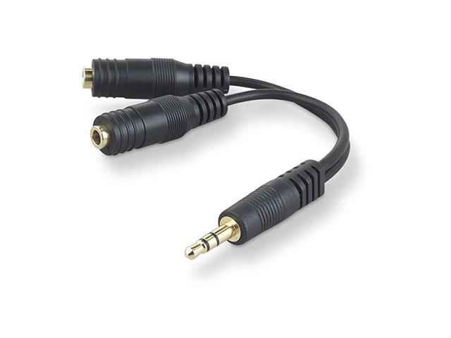 F8V234 Speaker and Headphone 35 mm AUX Audio Cable SplitterBlack