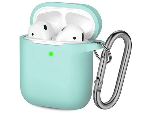Compatible with AirPods Case Front LED Visible Soft Silicone Protective Cases Cover Skin Designed for Apple AirPod 2 1 Women Men with Keychain Mint