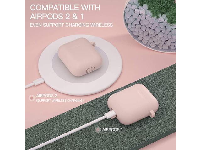 for AirPods CaseSoft Cute Silicone Cover for Apple Airpods 2 1 Cases with Pom Pom Fur Ball KeychainStrapEarbuds Accessories Front LED Visible