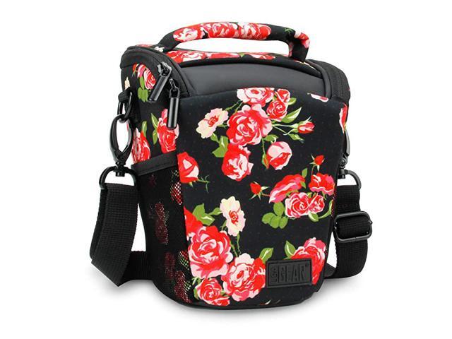 SLR Camera Case Bag Floral with Top Loading Accessibility Adjustable Shoulder Sling Padded Handle Weather Resistant Bottom Comfortable Durable and