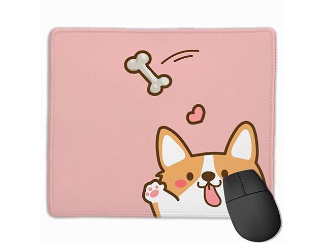 Pad with Design Cartoon Corgi with Bone Print Pink for Computer Office Gaming
