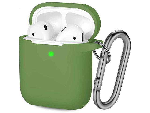 Compatible with AirPods Case Front LED Visible Soft Silicone Protective Cases Cover Skin Designed for Apple AirPod 2 1 Women Men with Keychain