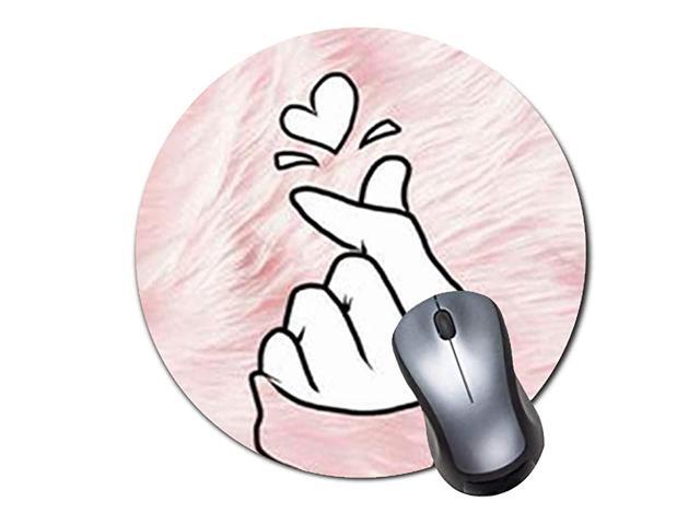 Gaming Mouse Pad NonSlip Rubber Material Round Mouse Mat for Office and Home Laptop Desktop Mousepad 8 Inch Black White Heart Marble Pink