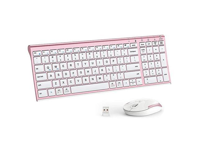 Wireless Keyboard and Mouse Combo 24G Portable Wireless Keyboard Mouse with Rechargeable Battery Ergonomic Design Full Size Slim Thin Stable