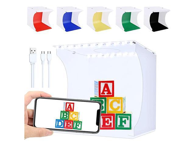 Portable Photo Studio Box for Jewellery and Small Items Portable Folding Photography Studio Box Booth Shooting Tent Kit2x20 LED Lights 6 Colors