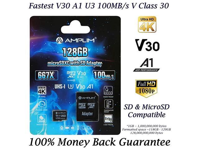 128GB Micro SD SDXC Card Plus Adapter 128 GB microSD Card for Cell Phone Tablet Camera GoPro Nintendo Fire DJI Extreme 100MBs 667X V30 A1 Class 10