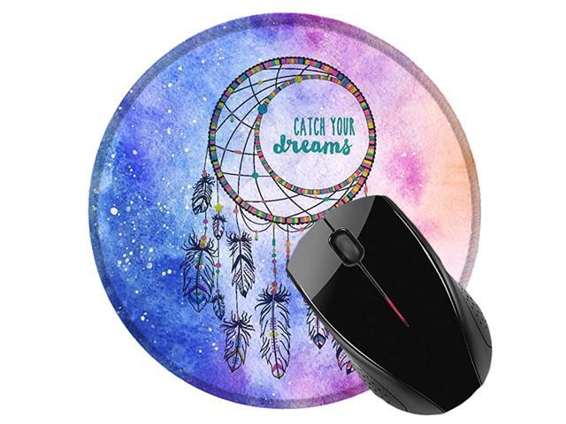 Mouse PadNonSlip Rubber Base Mousepad with Stitched Edge Anti Slip Rubber Round Mousepads for Working and Gaming Catch Dream