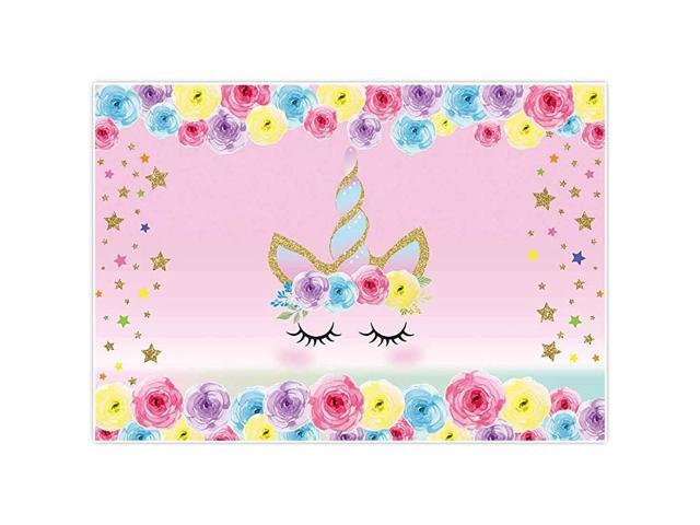 5x3ft Floral Unicorn Backdrop 1st First Princess Favors Birthday Party Supplies Pink Sweet Girls Newborn Kids Baby Shower Photography Background