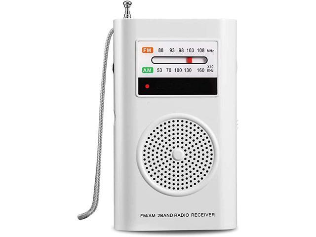 AM FM Radio Battery Operated Radio Portable Pocket Radio with Best Reception for IndoorOutdoor Use Transistor Radio with Headphone Jack by White
