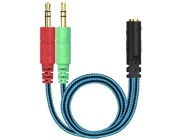 Headset Splitter 35mm Jack 35mm Female to Dual 35mm Male Splitter Adapter for Computer CTIA Headset Mic and Audio Splitter Cable for TRRS Gaming